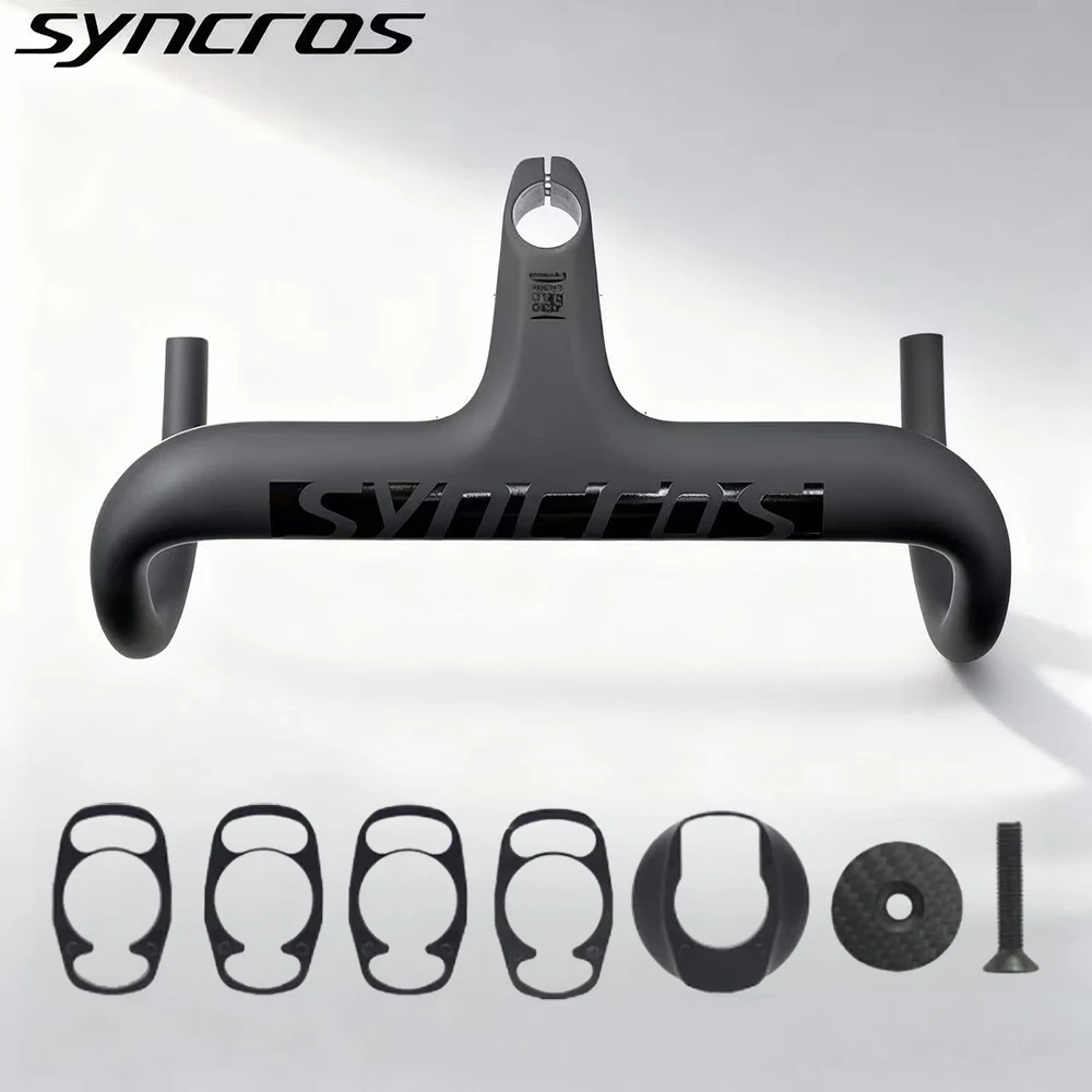 2025 New Syncros Road Bike Handlebar Toray T1000 Carbon Fiber Lightweight 400g Internal Cable for Road Bicycle Racing Cycling