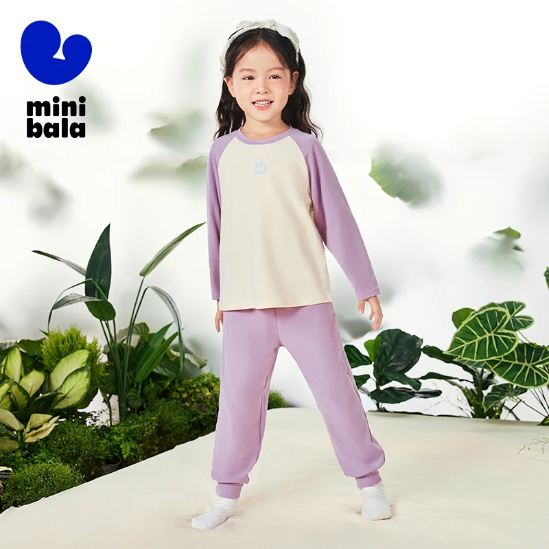 Mini Bala Home Suit Children Home Clothes Baby Moisture Absorbent Breathable Autumn Clothes and Pajamas Suit image 5