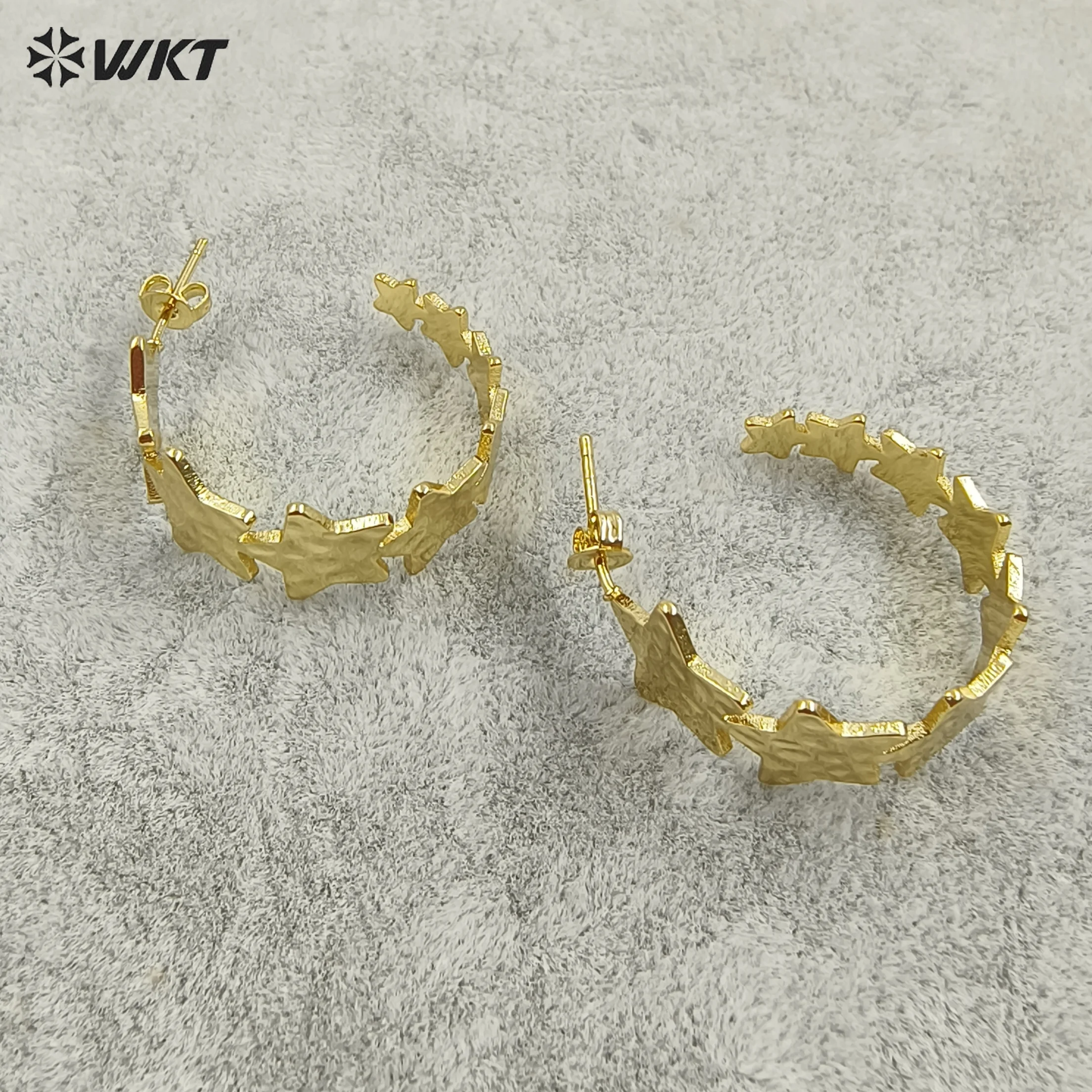 

WT-JFE112 WKT Новые модные серьги-гвоздики Super Star C из желтой латуни и стали с покрытием из настоящего золота 18 карат, 10 пар