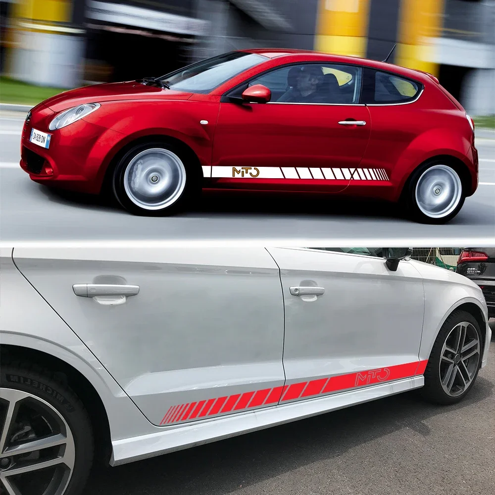 2pcs Car Side Skirt PVC Stickers Sport Graphics Vinyl Film Decals Decoration Kit Auto SUV Tuning Accessories For Alfa Romeo Mito