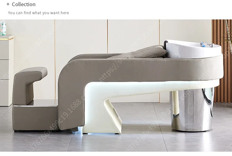 High-end Barber Shop Shampoo Bed Stylish And Simple Ceramic Deep Basin Semi-lying Flush Bed