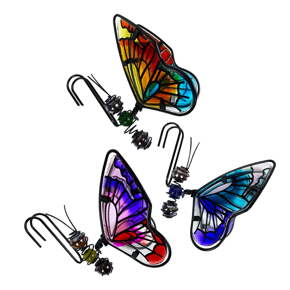 

3 Pcs Flower Pot Decoration Pendant Hanger Bonsai Planter Adornment Butterfly Figurine Metal Potted