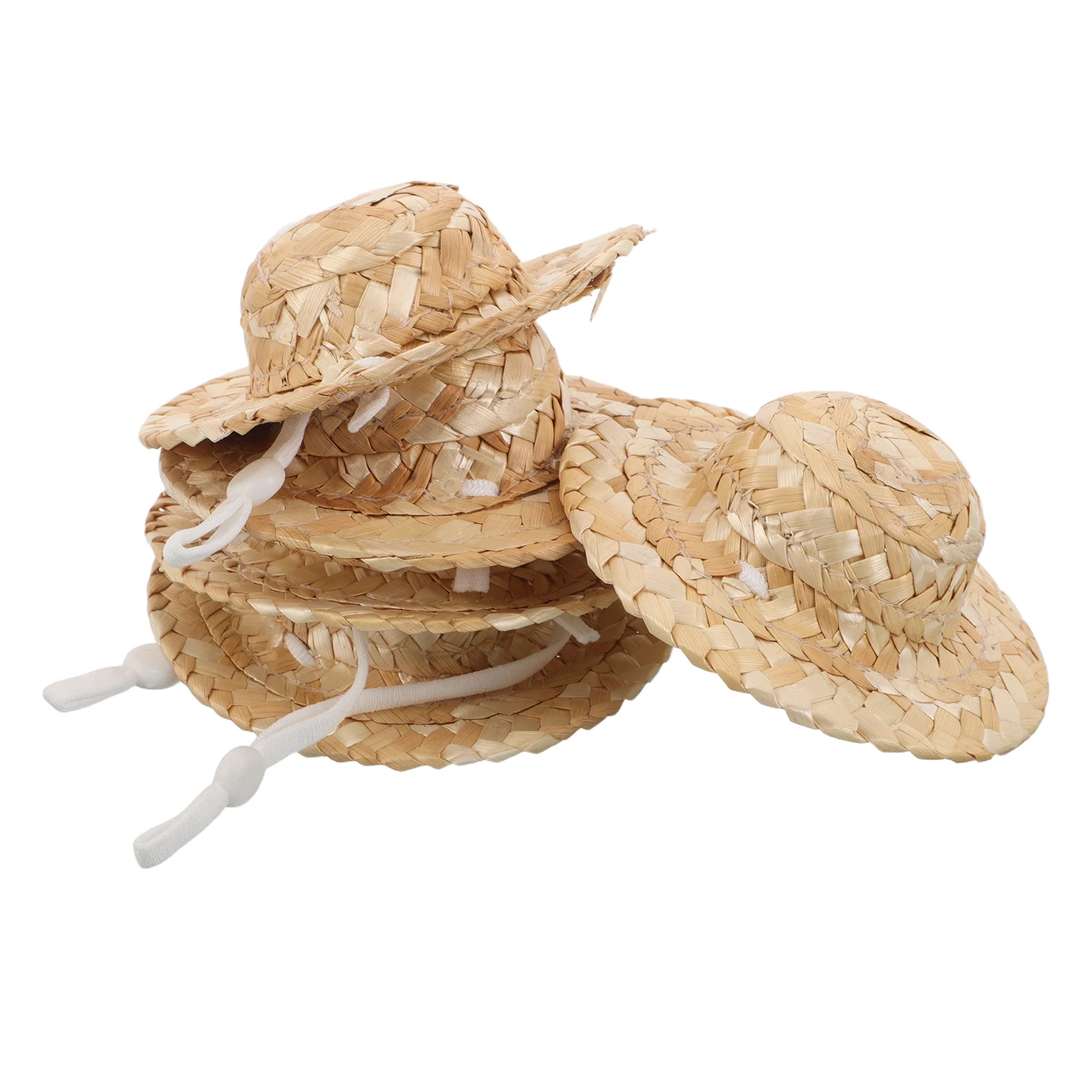 10 pçs mini chapéus de palha bonés tecidos à mão pequena casa de bonecas sombreros diy artesanato decorações ornamentos de palha respirável