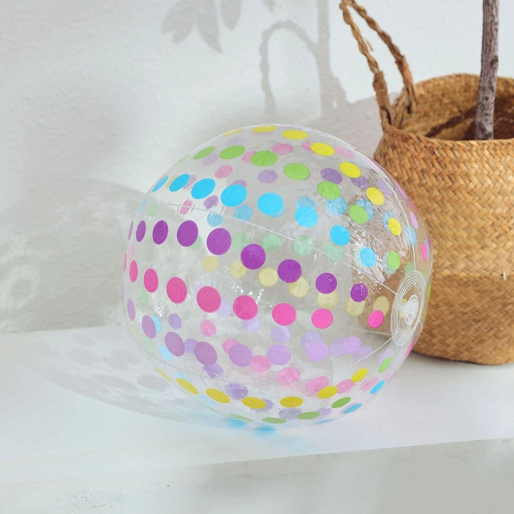 1pcs 16 inch Pink Inflatable Dot Beach Ball, Water Game, Summer Pool, Birthday Party Decoration