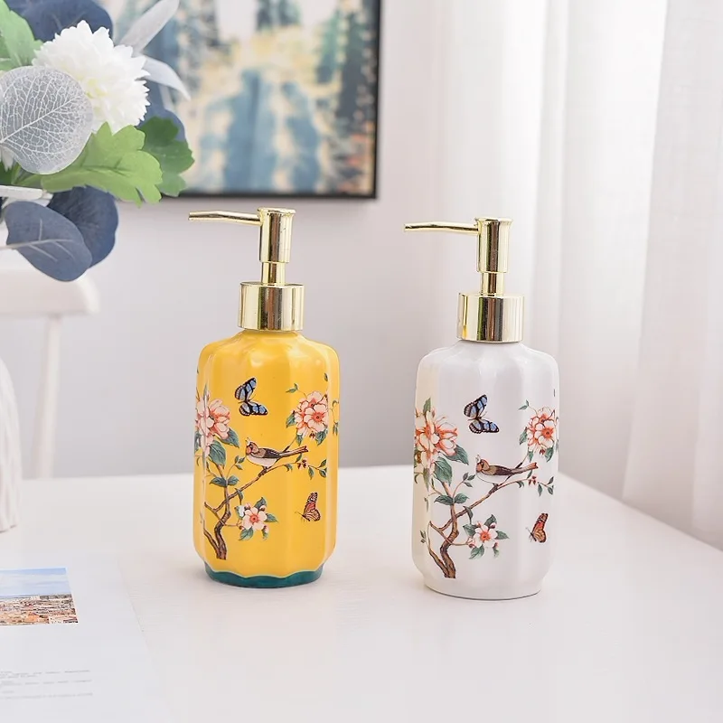 

New ceramic hand sanitizer bottle press separate bottle hotel bathroom shampoo empty bottle beauty salon lotion bottle