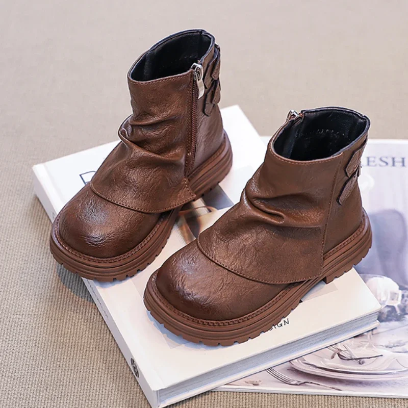 

Autumn Fashion Boots For Children 2025 Designers Vintage Girl's Boots Soft-soled Anti-slippery Kid's Casual Boots Footwear
