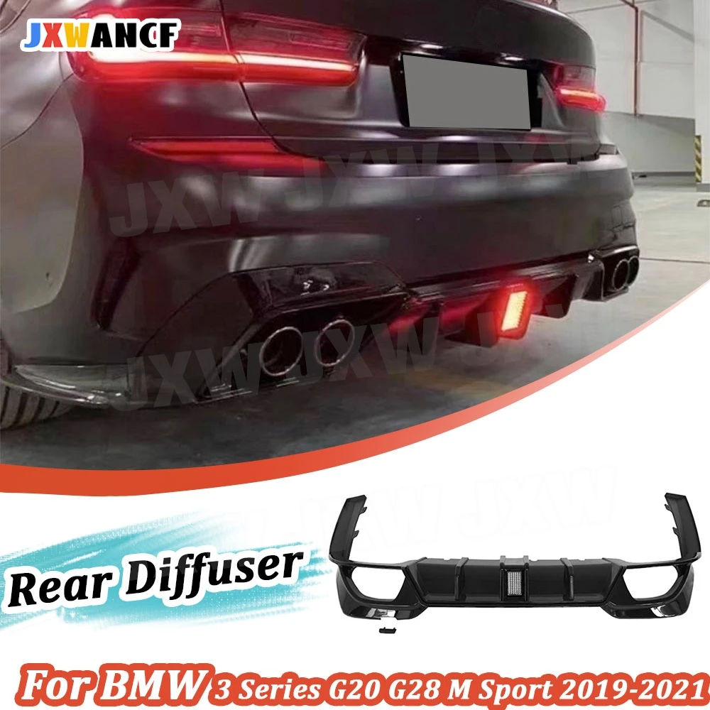 

JXWANCF ABS Rear Bumpers Lip Diffuser Side Splitters With LED Light Bodykits For BMW 3 Series G20 G28 M Sport 2019 2020 2021
