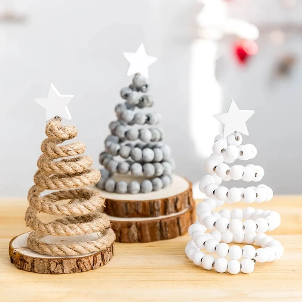 Wooden Christmas Tree Christmas Tree Ornaments Christmas Gift Vintage Style Wooden Beads Christmas Tree