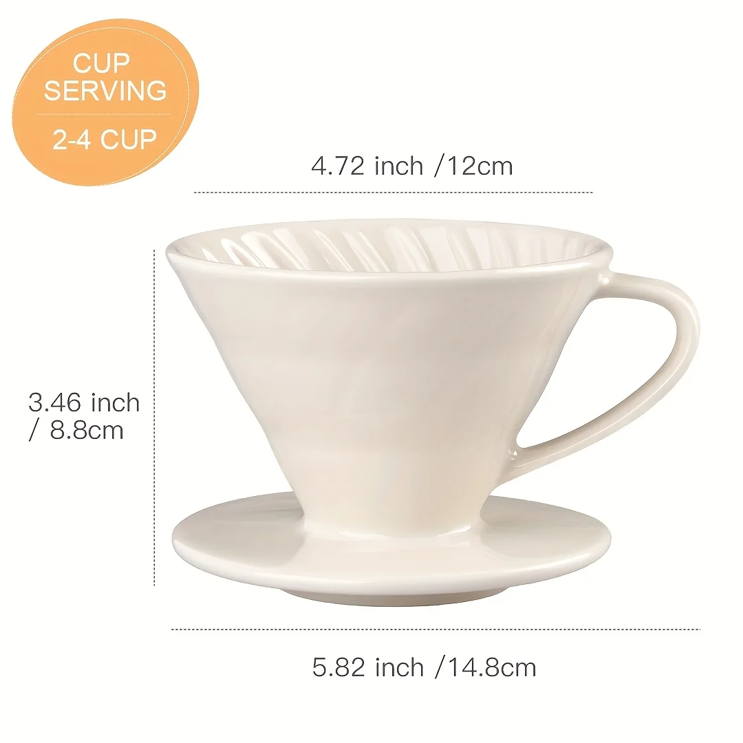 Keramik-Kaffee-Dripper-Set – Kegelförmiger Filtertrichter für gemahlenen Kaffee – Outdoor-Reise-Kaffeemaschine & Netzfilter – Detail 5
