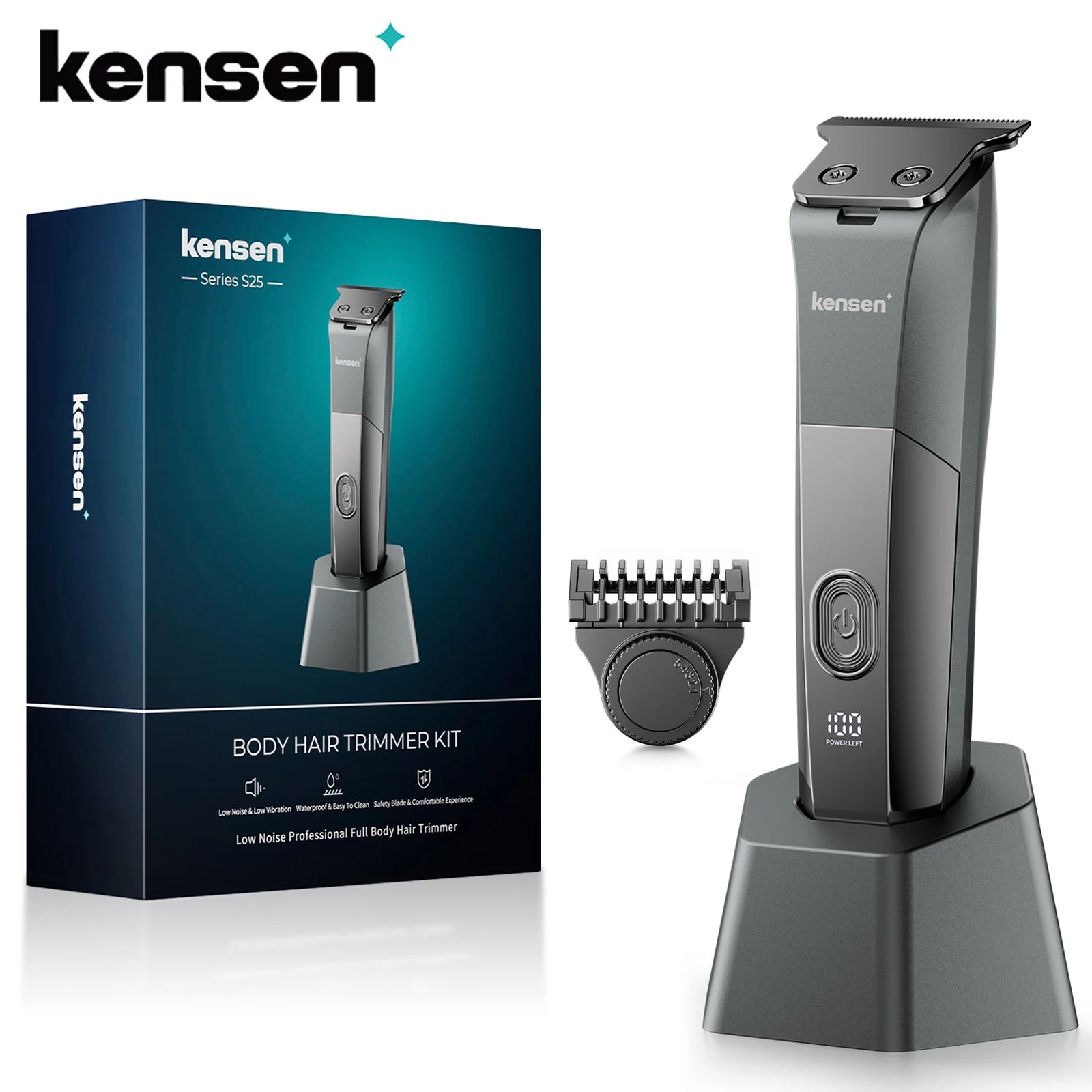 Kensen S25 Electric Body Hair Trimmer Men's Razor with base Adjustable Shaver Hair Cutting Machine Beard Trimmer Haircut Machine