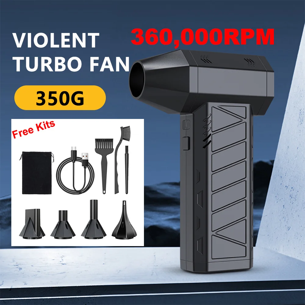 

360000RPM Turbo Fan Powerful Air Blower Portable Wireless Dust Cleaner TypeC Charging Brushless Jet Blower Outdoor Home Cleaning