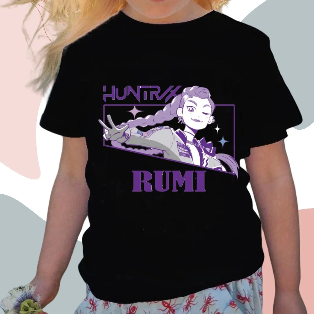 

2026 Новая футболка Huntrix Kpop Demon Hunters для мальчиков и девочек, подарок для фанатов, летние футболки с круглым вырезом и короткими рукавами, модная детская футболка
