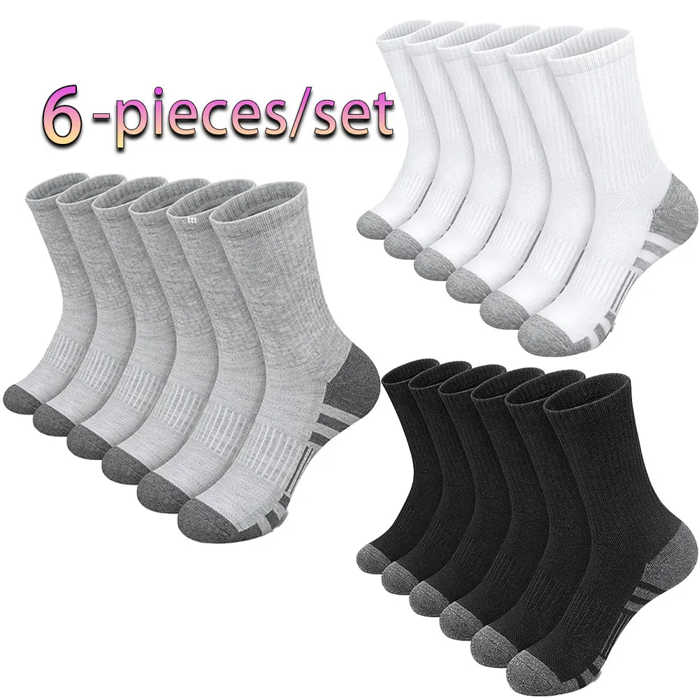 6 pairs of 3-color mid-tube breathable non-slip fitness socks Running race sports socks