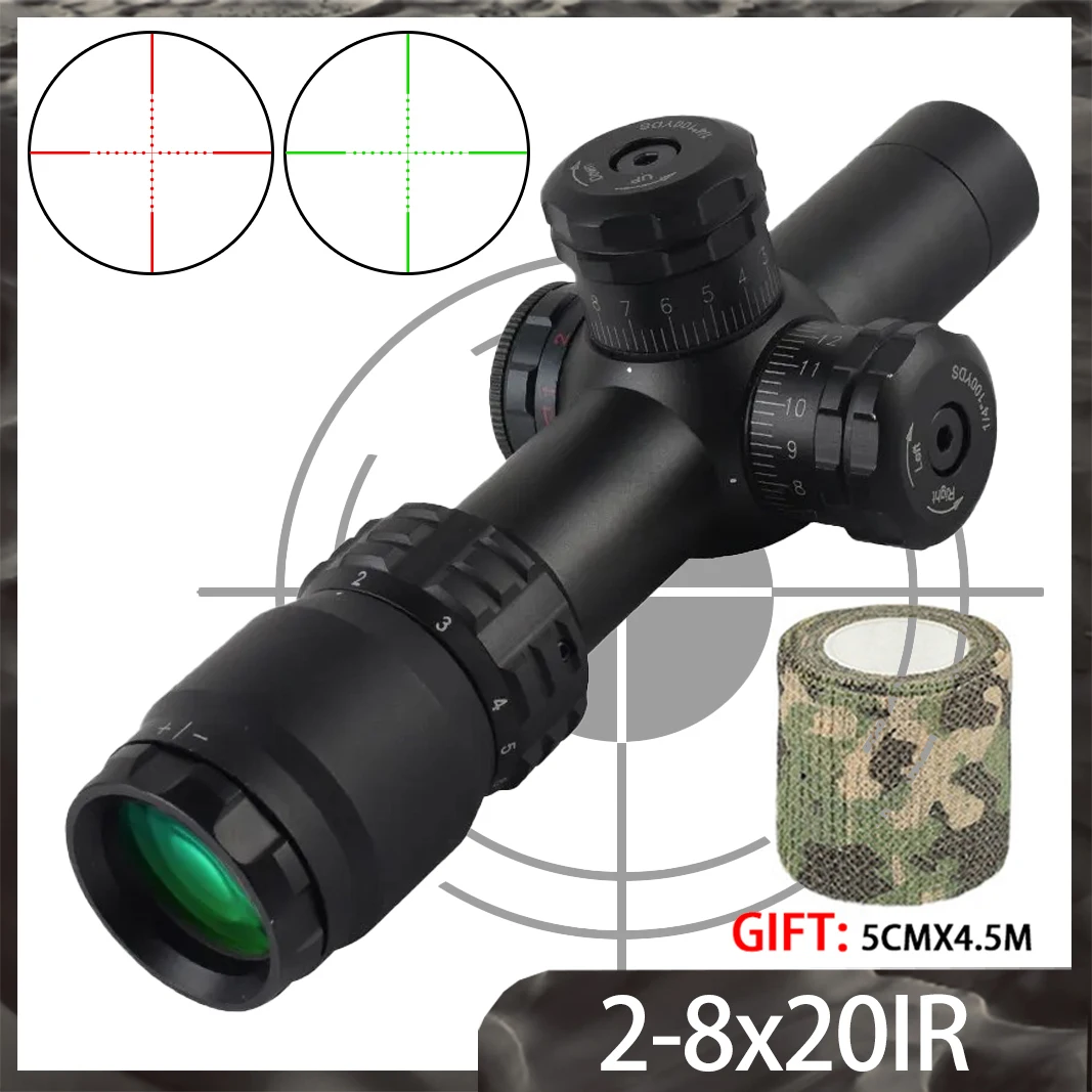 

Tactical 2-8x20IR Scopes Crossbow Short Outdoor Shooting Hunting Riflescope Airsoft Red Green Optical Sight Air Rifle Scope