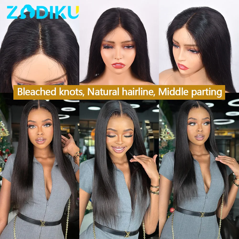 ZIDIKU 30 بوصة شعر مستعار بدون صمغ شعر بشري جاهز للارتداء 100% شعر بشري برازيلي مستقيم 6X4 4X4 Hd باروكات من الدانتيل على بيع التخليص