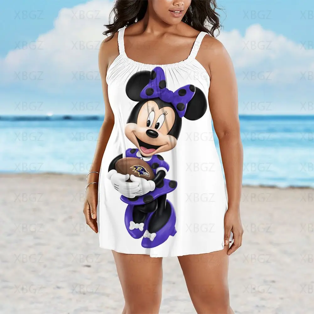 Cartoon Plus Size Summer Outfits Chic and Elegant Woman Dress Sling Dresses Loose 2022 Boho Women Disney Sleeveless Print Beach