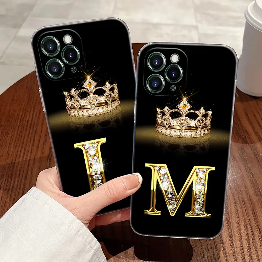 حافظة شفافة بحروف M L E T K J I U لهاتف أبل آيفون 17 16 15 14 13 12 11 Pro Max 16 Plus 16E 17Air 17Pro غطاء هاتف Funda