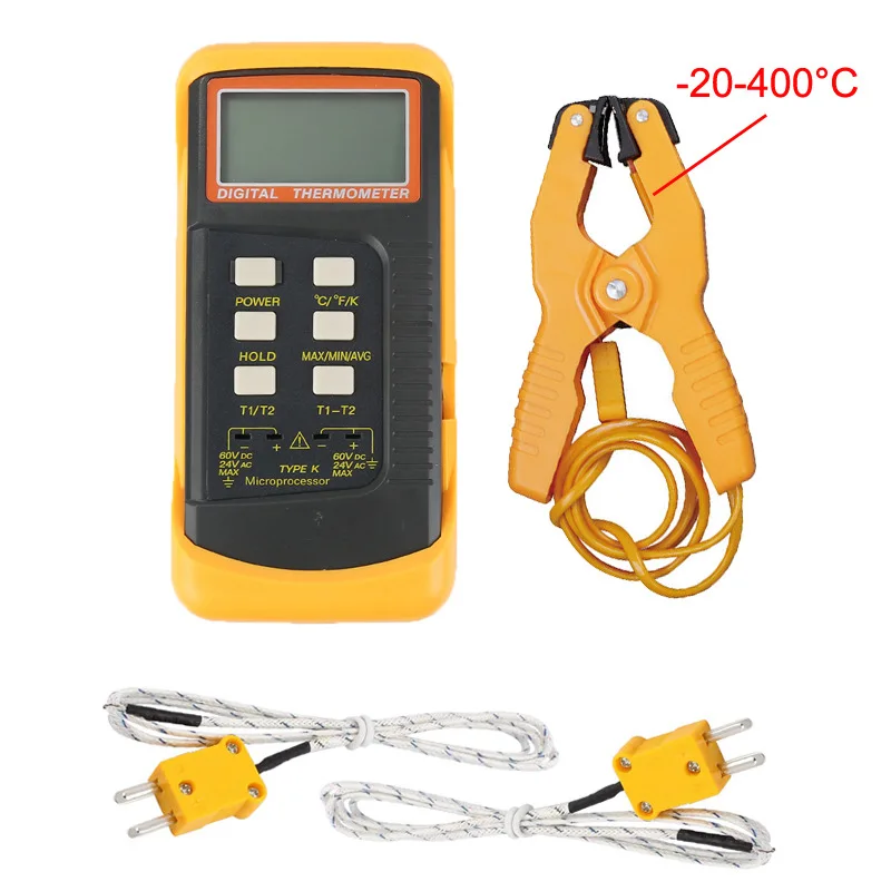 Digital K Type Thermocouple Thermometer -50 to 1300°C Dual Channel, 2 Pipe Clamps and 2 Sensor Probes for Accurate Measurement - view 5