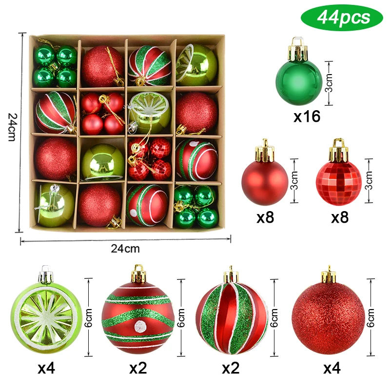 

1Box Christmas Balls 2023 Christmas Tree Ornaments Ball Xmas Hanging Tree Pendants Home Party Decor New Year Gift Noel Navidad