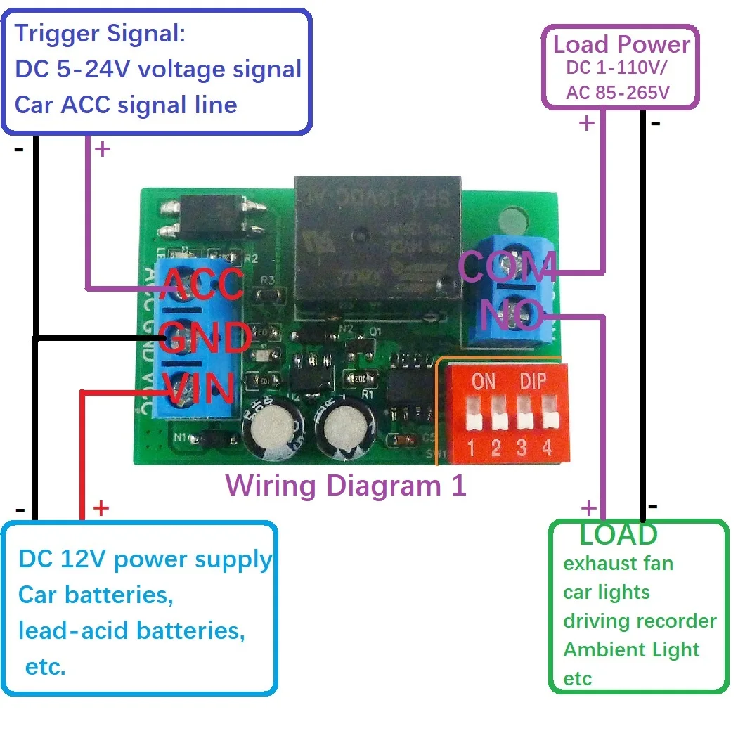 20A DC 12V Car ACC Trigger Delay Power-off Switch Board Timing Switch Relay Module for Driving recorder Stereo Ambient Light