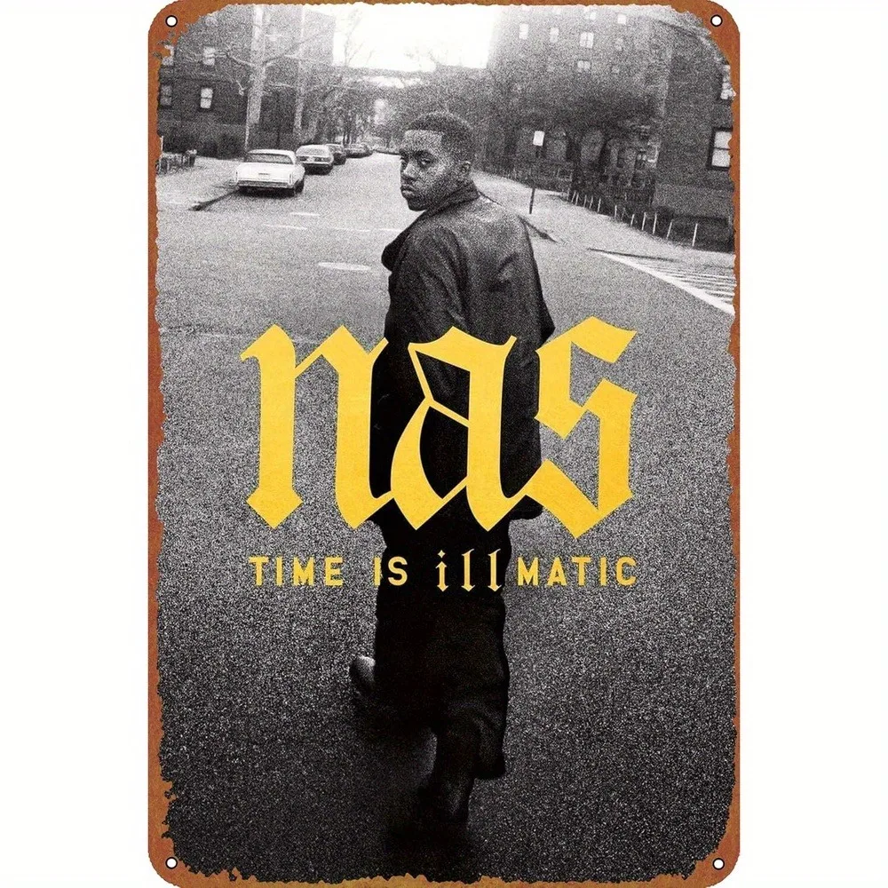 

NAS: Time Is Illmatic" Vintage Metal Tin Sign Retro Black & White Hip-Hop Wall Art Decor for Bar, Pub, Club, Cafe, Home 30x40CM