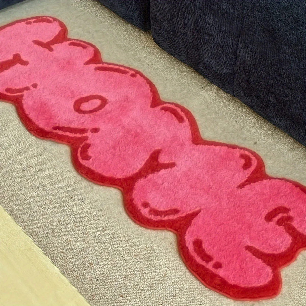 VIKAMA Amerikanischer rosa Buchstaben-Teppich, Wohnzimmer, Schlafzimmer, Flur, Sofa, Teppich, Nachttisch-Teppich, Umhang, Zimmerteppich, Heimdekoration