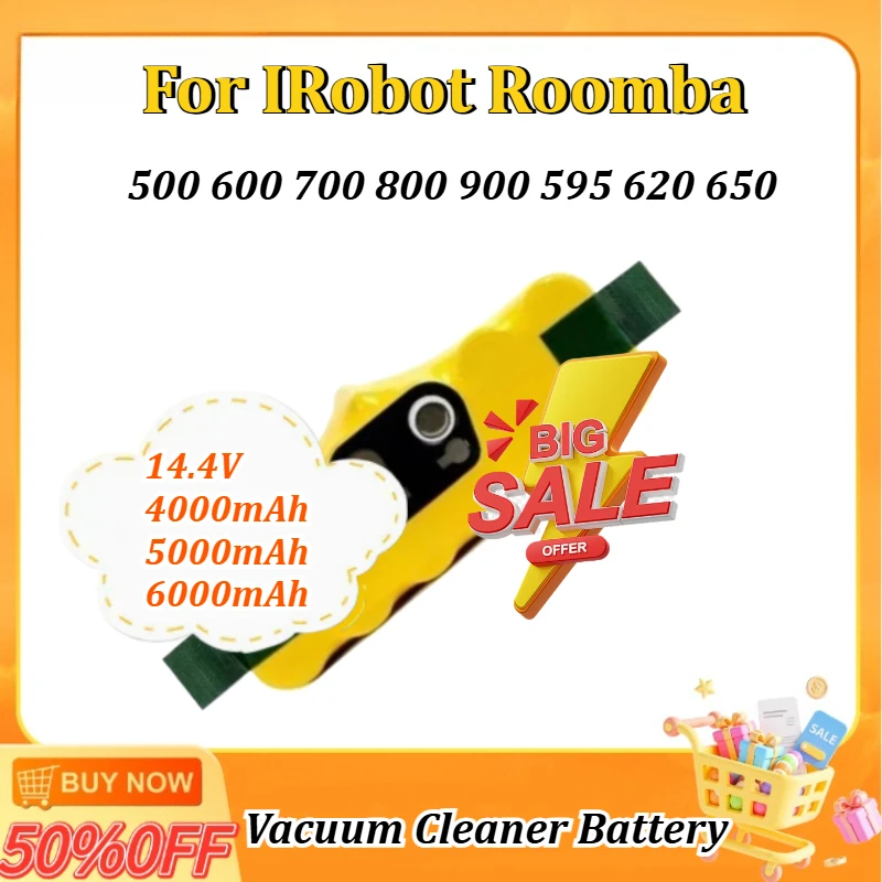 

New 14.4V 4000mAh/5000mAh/6000mAh for IRobot Roomba 529/620/650/770/780/860/870/880/580 Vacuum Cleaner Sweeping Robot Battery