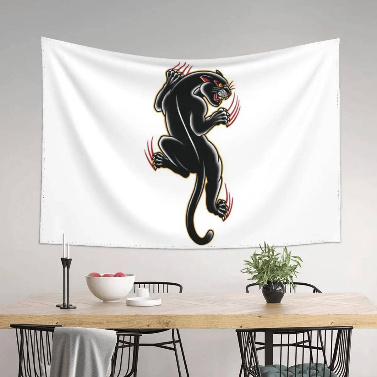 

Traditional Tattoo Panther illustration Tapestry Things To Decorate The Room Aesthetics For Room Cute Room Things Tapestry