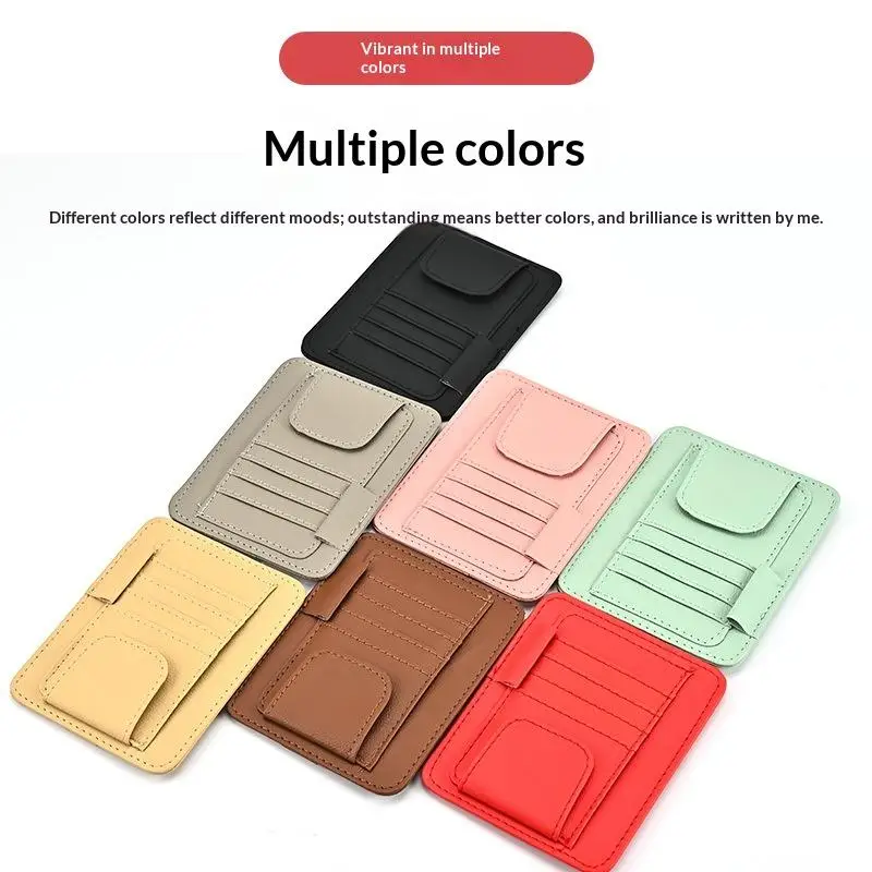 Car Sun Visor Organizer Multi-Pocket Business Card Storage Management Sunglasses Holder Visor Accessories Auto Interior