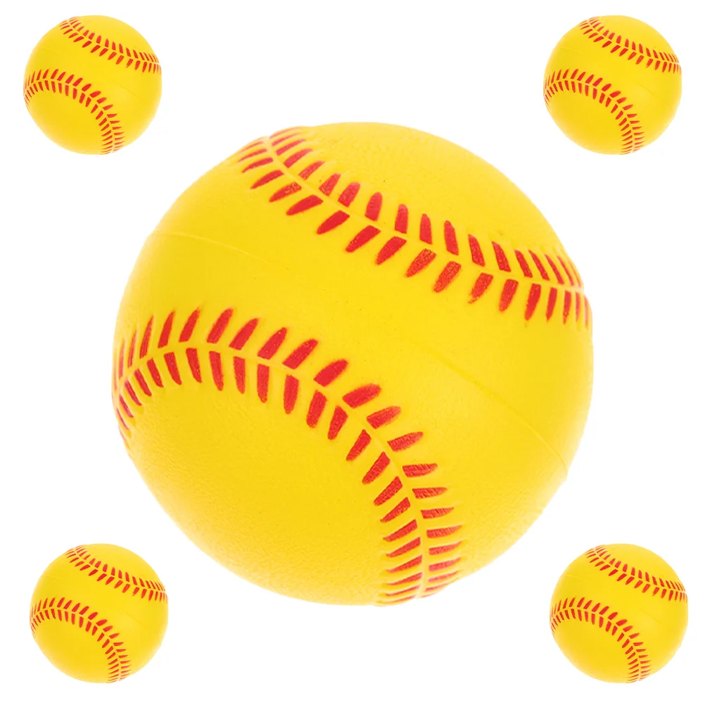 5 Pcs Sponge Children's Baseball Training Safe Indoor Softball (9-inch Yellow Baseball) Pack Balls