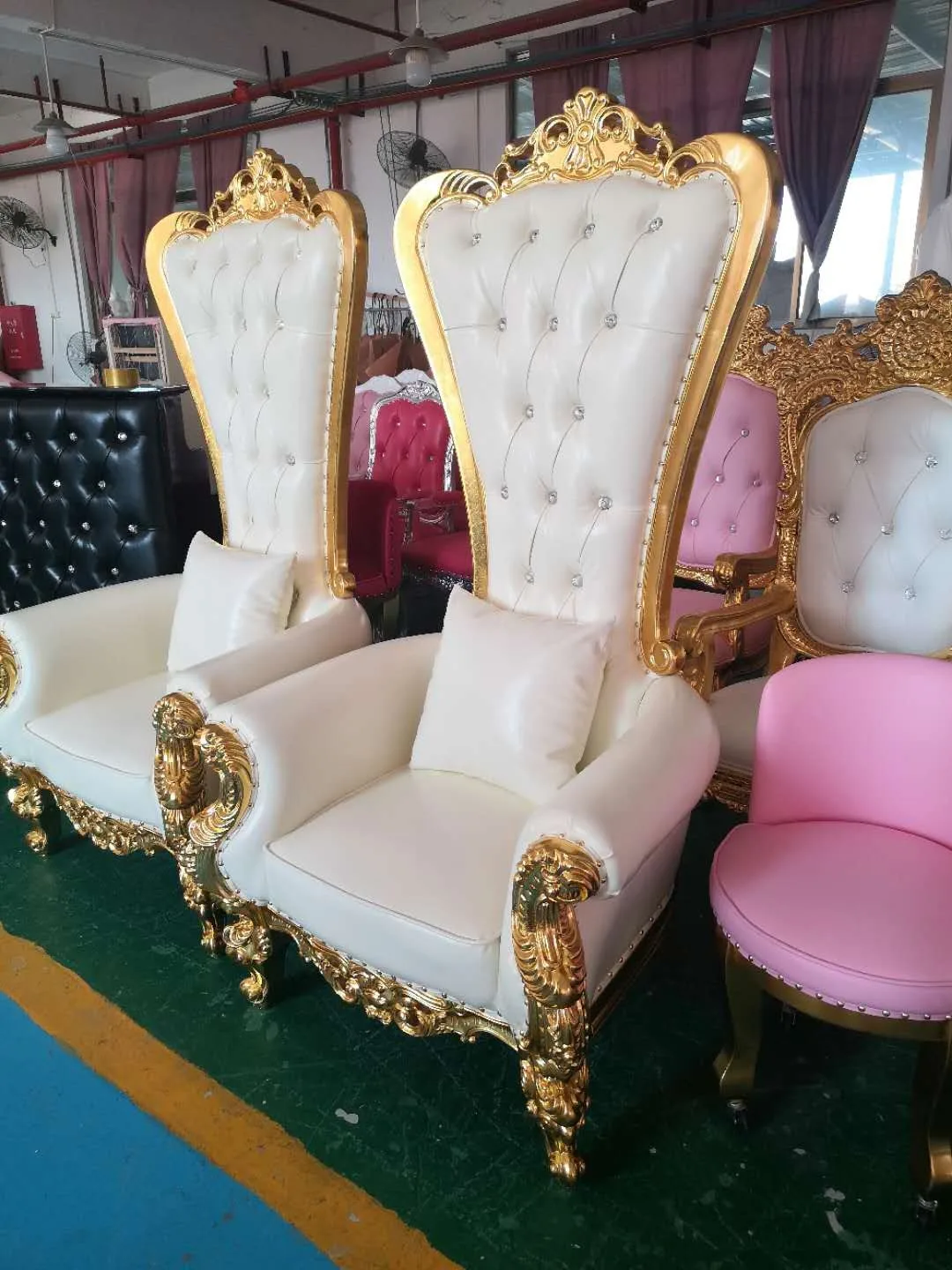 Luxury Royal Cheap King Throne Chair Pink Wedding Chair For Bride And Groom
