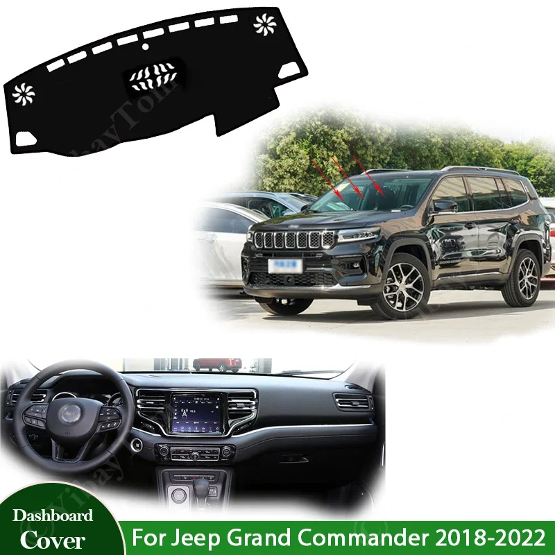 

Коврик с защитой от УФ-лучей, накладка на приборную панель, солнцезащитный коврик, ковер для Jeep Grand Commander 2018 2019 2020 2021 2022, автомобильные аксессуары