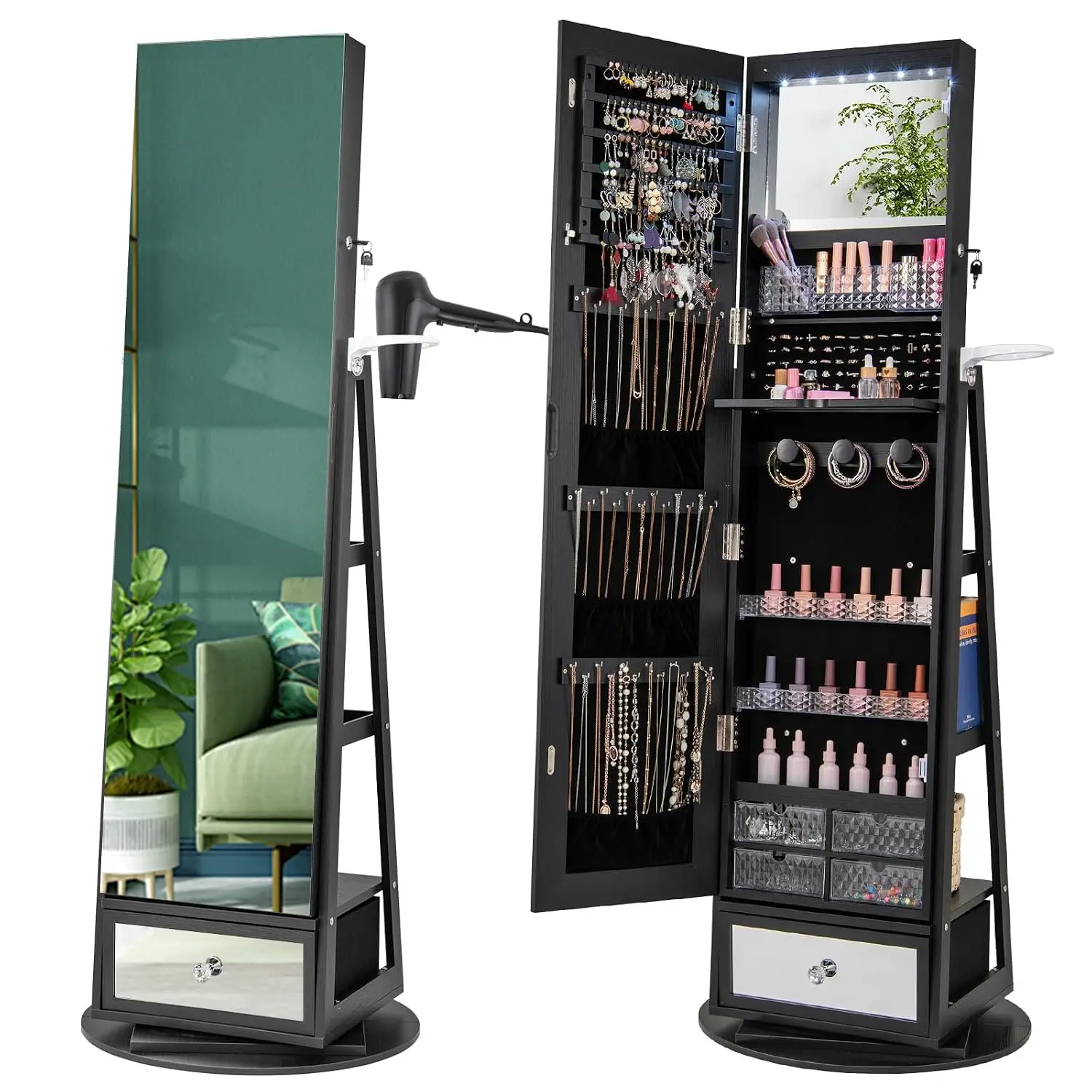 360° Swivel Jewelry Cabinet 64.5