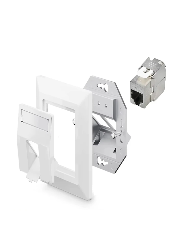 ZoeRax 1-portowe gniazdo sieciowe do montażu podtynkowego RJ45 Ethernet z gniazdami Keystone RJ45 CAT8 CAT7 CAT6A w pełni ekranowane — zdjęcie produktu 7