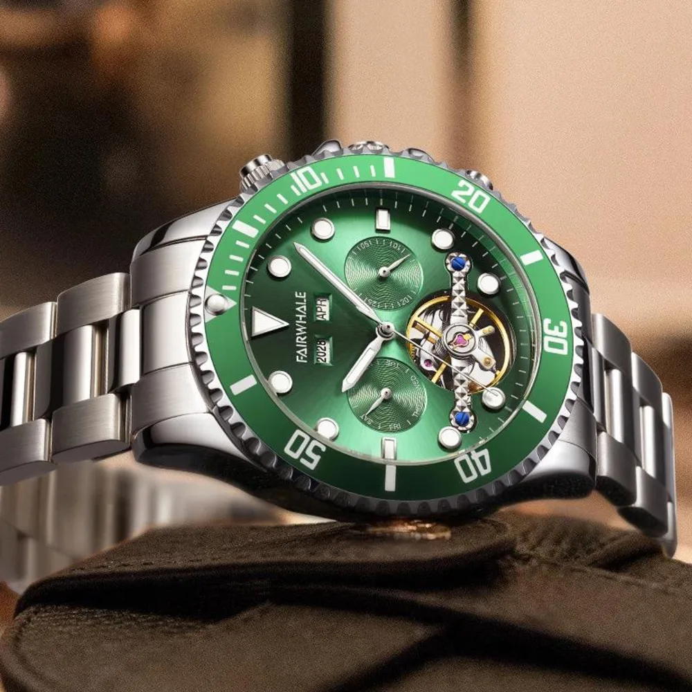 

Mark Fairwhale Men's Fashion Watch Waterproof Stainless Steel Tourbillon Design Automatic Mechanical Luxury Top Watch for Men