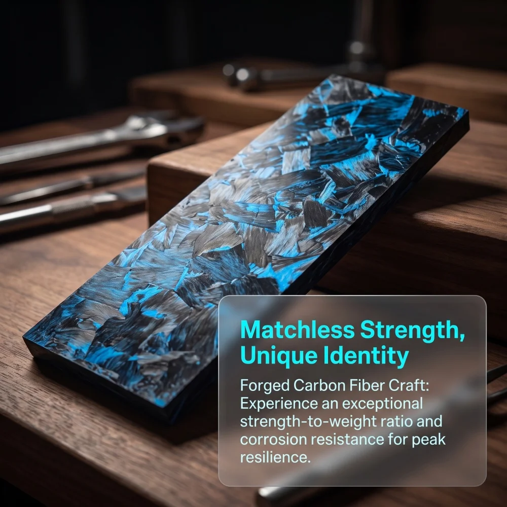 1PC, Marble-patterned Crushed Carbon Fiber Handle DIY Patch Material Blue & Red - 160X50X6MM & 120X40X6MM view 6