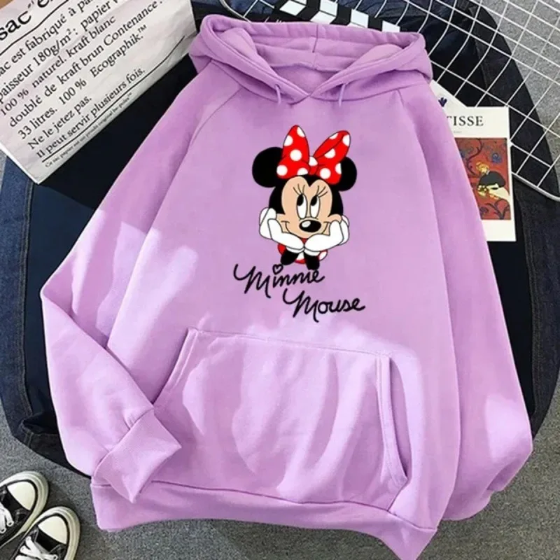 Cartoon Minnie Mouse Hoodies Sweatshirt Vintage 90s Women\'s Hoodie Print Cute Hoodie Autumn Oversize Pullover For Women