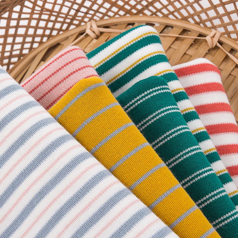 Striped Cotton Fabric Baby Knitted Cloth For Clothing Making Tissue 50x180cm