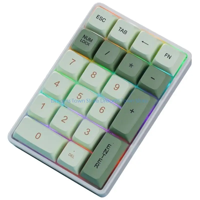 HX6A 21 Mechanical Keyboard Single Handed Keyboard Corded Bluetooth-compatible 2.4G Wireless Keypad for Financial Workers