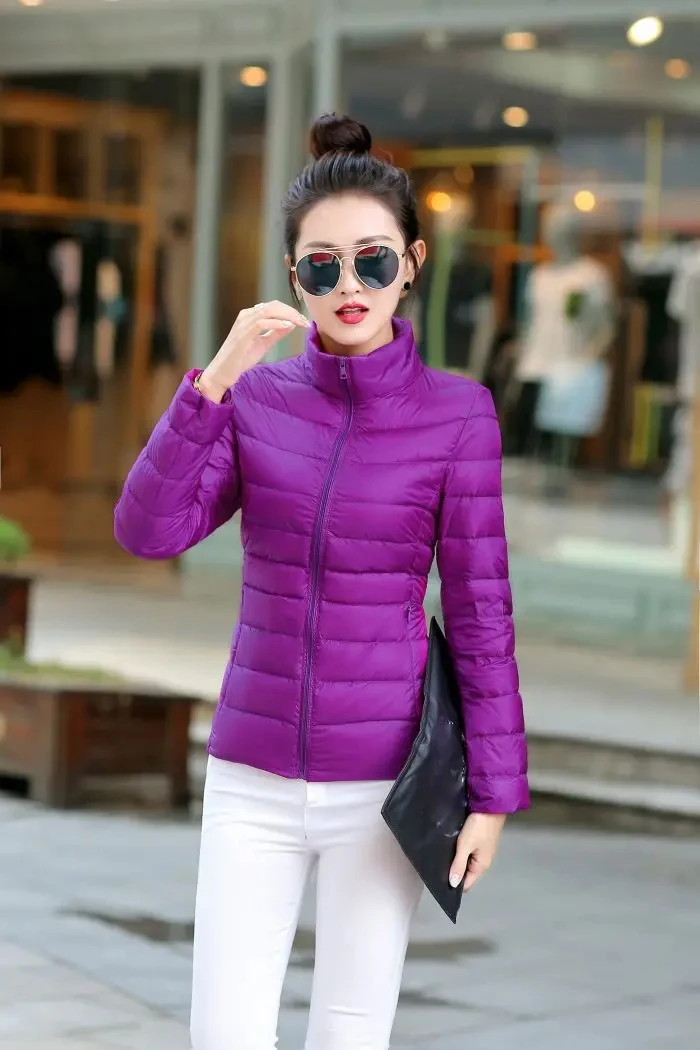 M-8XL White Duck Down Jacket for Women Winter Warm Down Coat Light Weight 2023 New Stand Collar Pocket Zipper Casual Outerwear