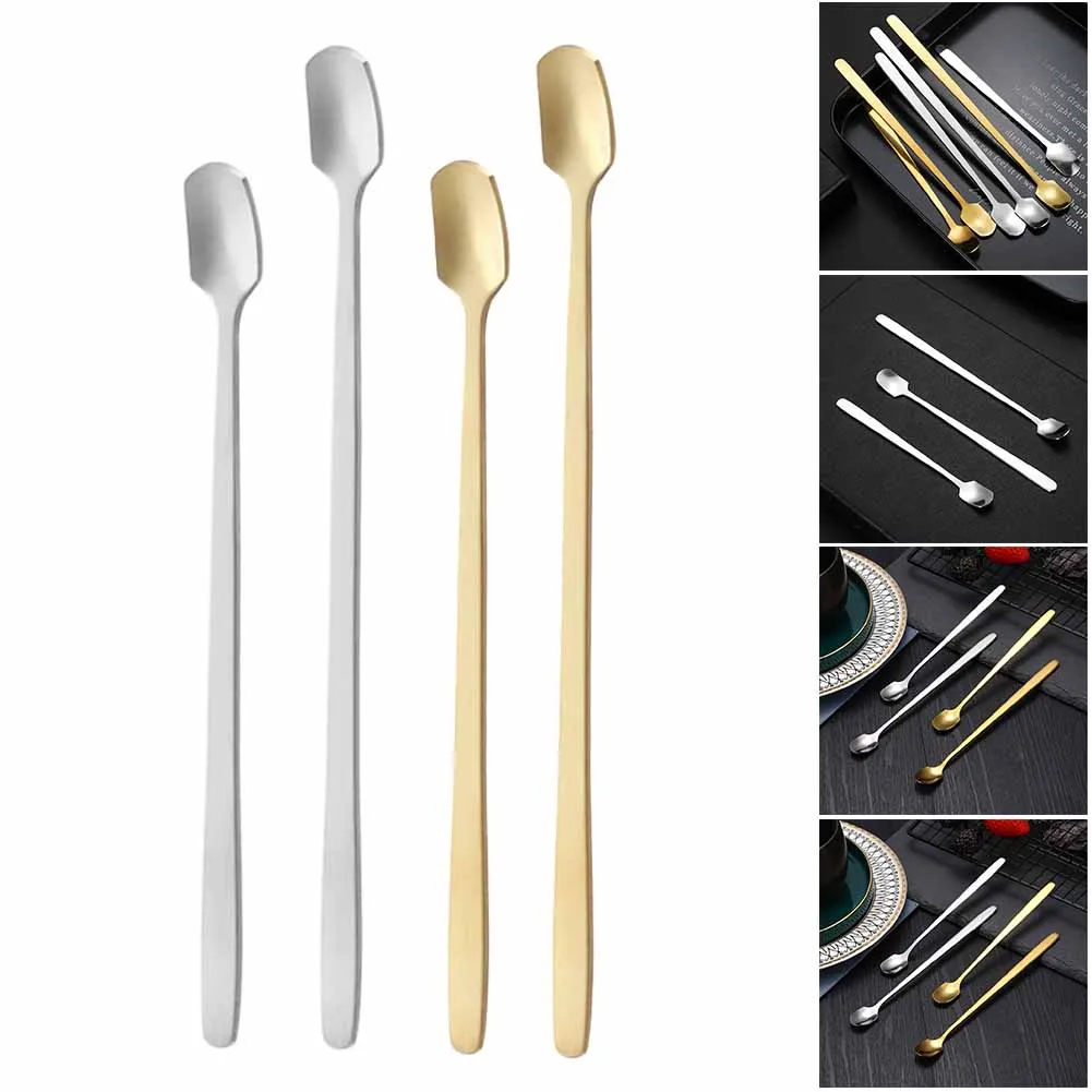 

15/17cm Coffee Spoons Kitchen Bar Tea Long Handle Stainless Steel Coffee Stirrers Milk Spoon Teaspoon Tableware Kitchen Parts