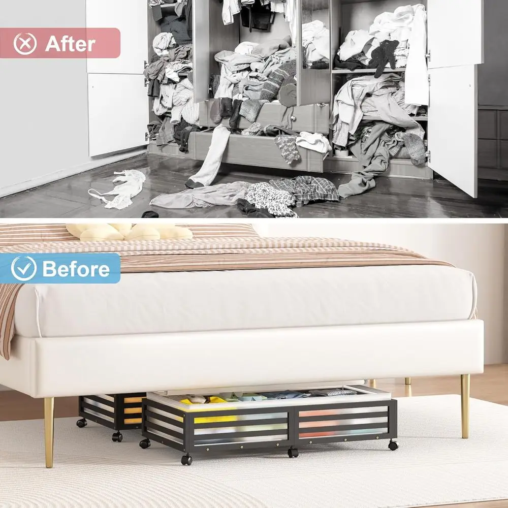 Duże bambusowe pojemniki do przechowywania pod łóżko z kółkami - pojemniki do układania w stosy na buty, ubrania i pościel (2 sztuki, czarne, 33,07 l x