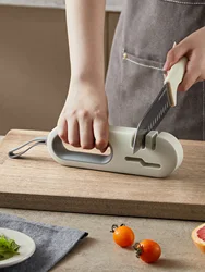 1 multifunctional manual quick sharpener with anti slip base, household kitchen knife and scissor sharpener, convenient and fast