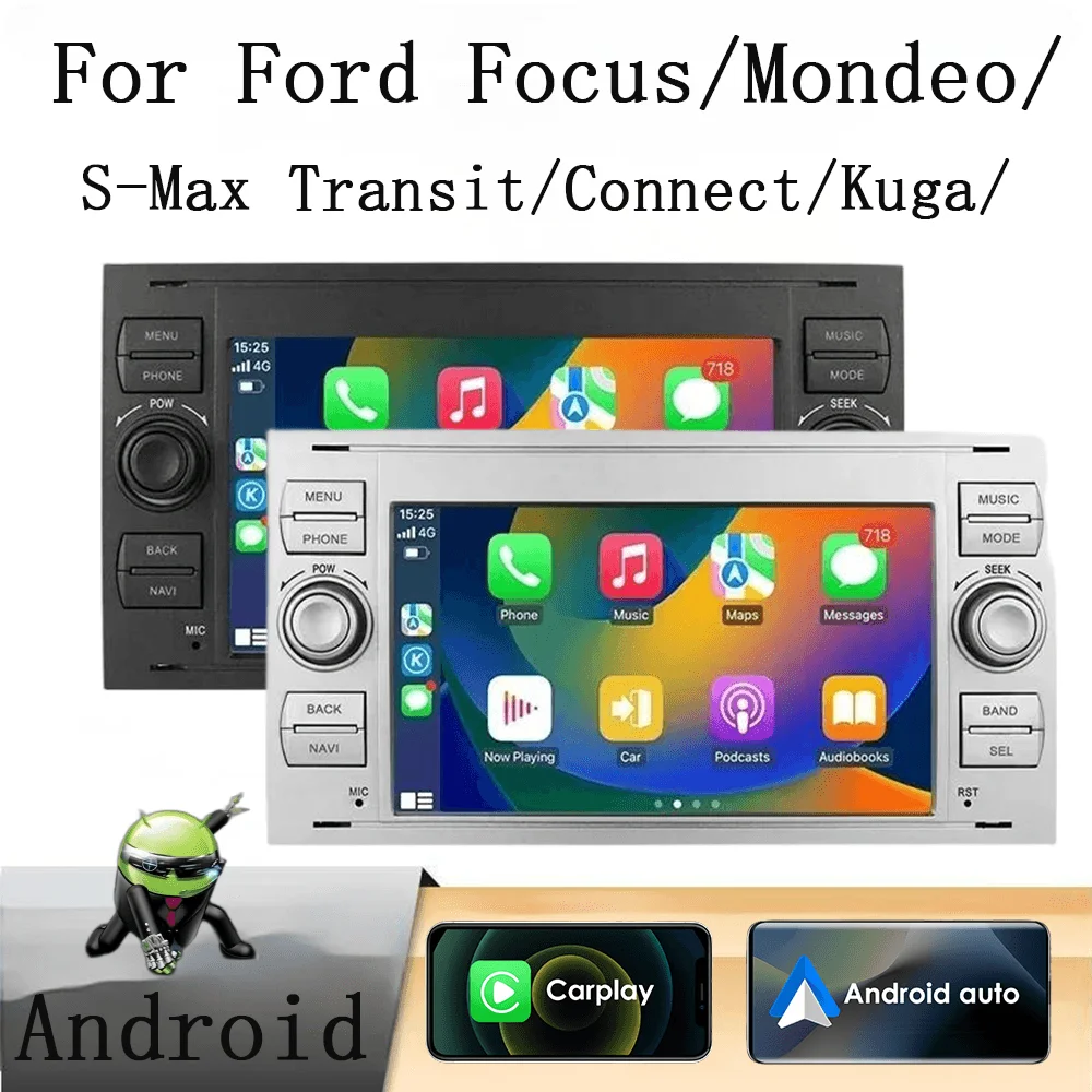 

7" Car Radio Wireless Carplay Android Auto bluetooth FM for Ford Mondeo Fiesta S-max Focus Galaxy Transit Fusion Connect Kuga