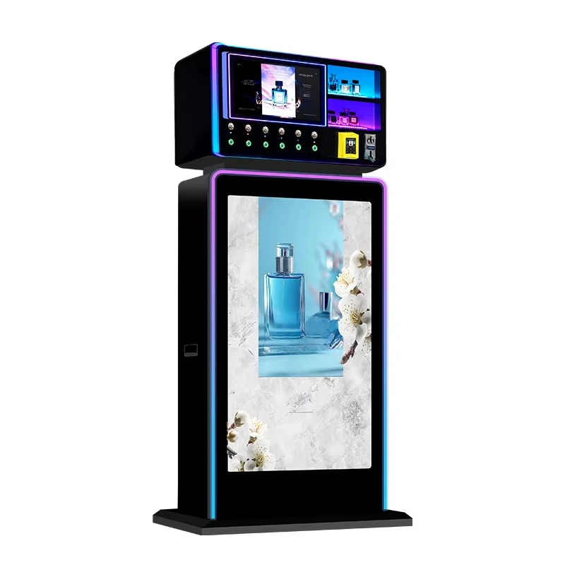 

Прямая продажа с фабрики, большой сенсорный экран, рекламный экран, отдельно стоящий одеколон, торговый автомат для духов, управление облачной основе, 1 год