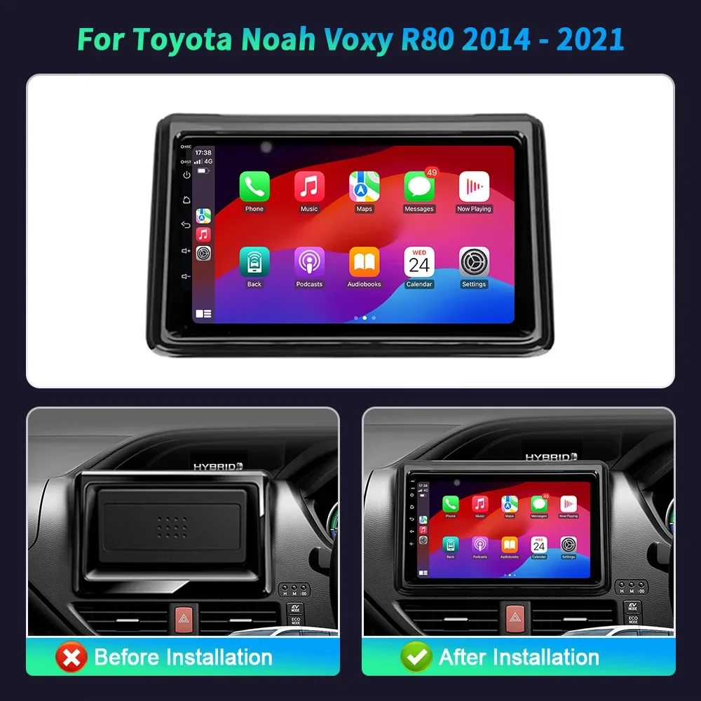 For Toyota Noah Voxy R80 2014-2021 Car Radio Multimedia Video 4G GPS Android 14 Navigation Wireless Bluetooth BT Carplay Screen