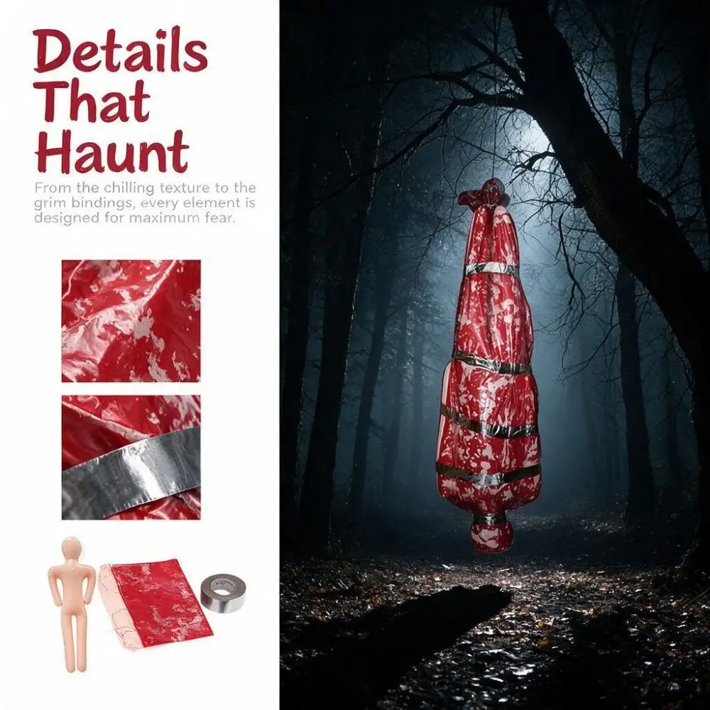 Realistic Fake Corpse Decor Creepy Waterproof Inflatable Corpse Prop Scary Red Bloody Halloween Horror Hanging Decor