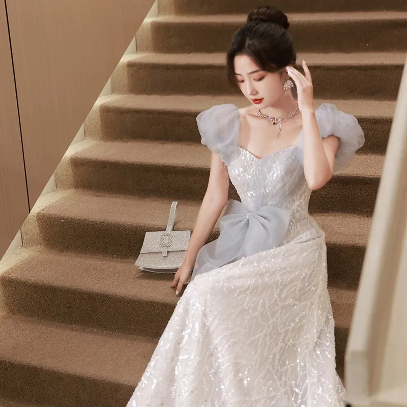 2025 novo vestido de noite feminino novo vestido de casamento tubo-top flash broca vestido formal feminino elegante vestidos de festa feminino noite