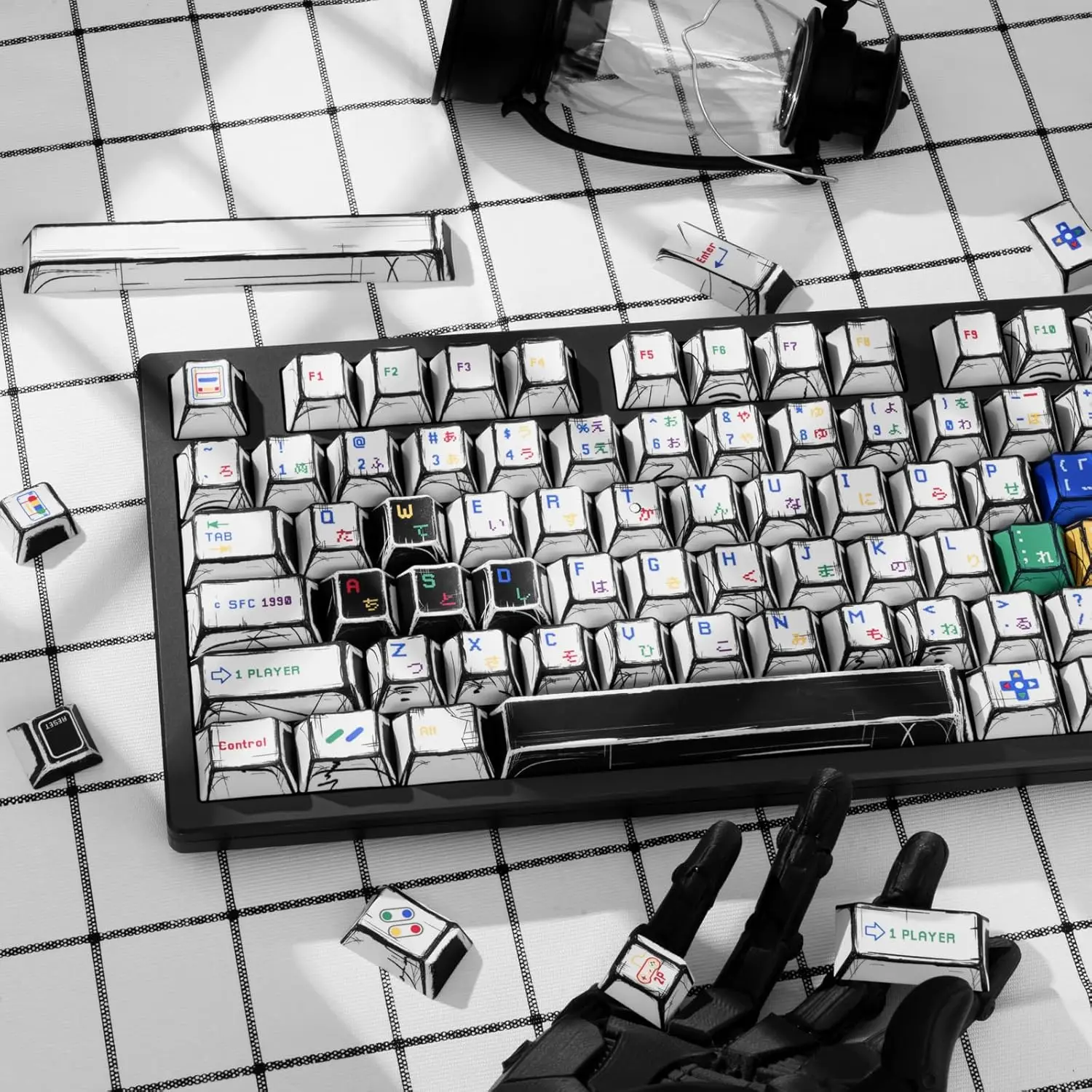 

Колпачки для клавиш Manga Cherry Profile Dye Sublimation Пользовательские колпачки для клавиш 130 клавиш Набор колпачков для клавиатуры для 60% 65% 75% 100% Cherry MX Mechan