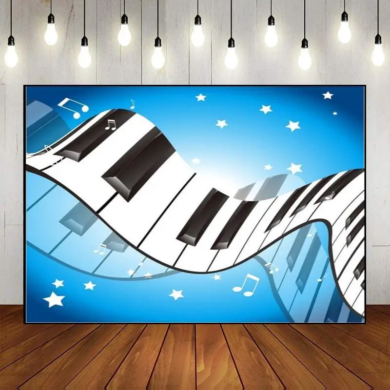 Piano Pianist Musical Notes Theme Party Backdrop Newborn Photography Props Background Backdrops Decoration Photo Wall Birthday